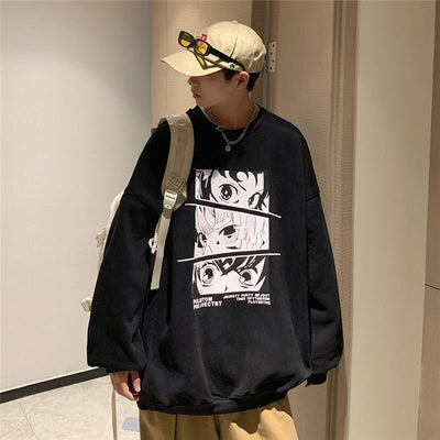 Clothes Jacket Korean Crewneck Wei Yi Men's Spring and Autumn Fashion Ins Wind Two-dimensional Cartoon Printed Turtleneck Fall