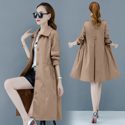 Mid-length windbreaker ladies 2021 spring and autumn popular new loose coat autumn temperament goddess thin coat female W918