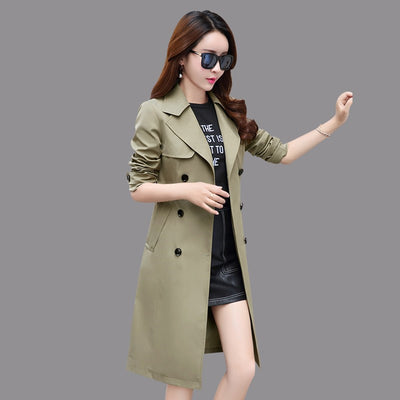 fashion Large Size Trench Coat Women's 2021 Korean New Slim temperament Spring Autumn Long Trench Coat M368