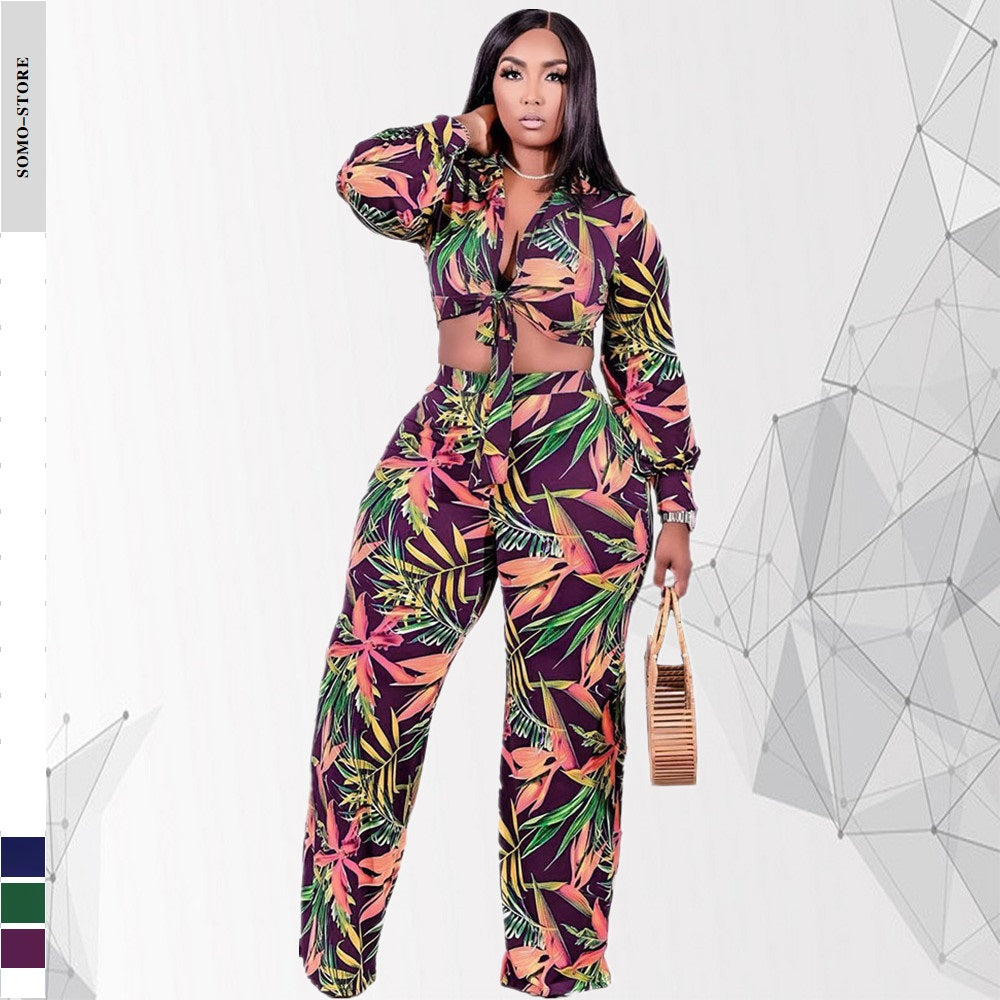 Professional Leisure Plus Size Women Clothing Two Piece Set 3x African Clothes for Womens Simple Printing Wholesale Dropshipping