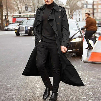 Fashion Long Slim Men Trench Coat Outwear Winter Lapel Overcoat Parka Jackets Vintage Windbreaker Warm Loose Trench Coats Male