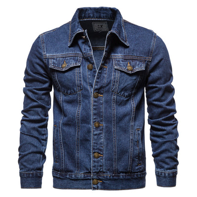 New 2021 Cotton Denim Jacket Men Casual Solid Color Lapel Single Breasted Jeans Jacket Men Autumn Slim Fit Quality Mens Jackets