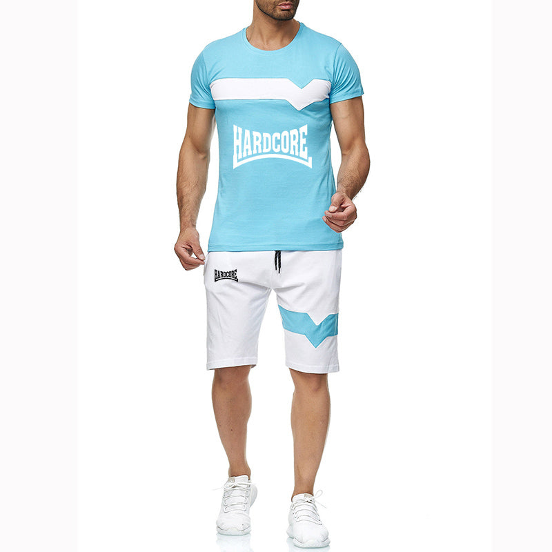 HARDCORE 2022 Men&#39;s New Summer Hot Sportswear Cotton Short Sleeves Fashionable Breathable Casual T-shirts Shorts Two Pieces Suit