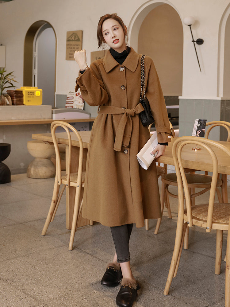 Single Breasted warm luxury Cashmere Coat outerwear England Style Long woolen Jacket
