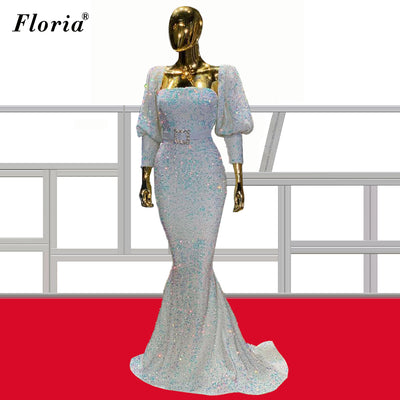 Plus Size Sequins Celebrity Dresses 2021 Arabic Red Carpet Runaway Dresses Evening Wear Sexy Pageant Gowns For Women Vestidos