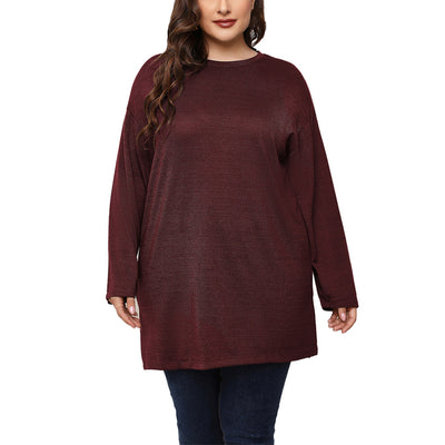 2022 New Fashion Plus Size Ladies Autumn Leisure Round Neck Long Sleeve Casual Top Daily T-shirt Blouse XL-4XL