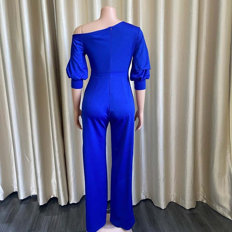 Plus Size One Shoulder Jumpsuits Ladies Bodycon Floor Length Elegant 2022 Summer Evening Night Party Rompers &amp; Jumpsuits