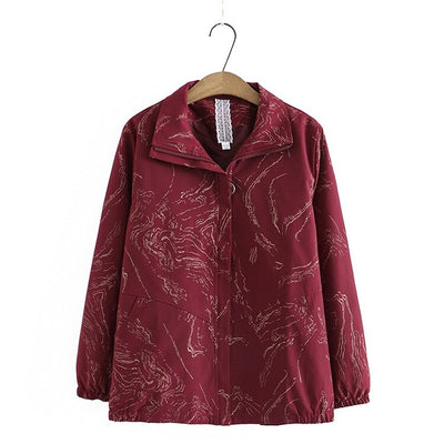 Plus Size 2XL-5XL Women&#39;s Autumn Winter Jackets Long Sleeved Oversized Cute Printed A-line Outerwear
