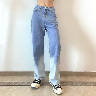 Denim Jeans Patchwork Color Waist Pocket Pants Slim Gradual High Autumn Women Change Women&#39;s Jeans