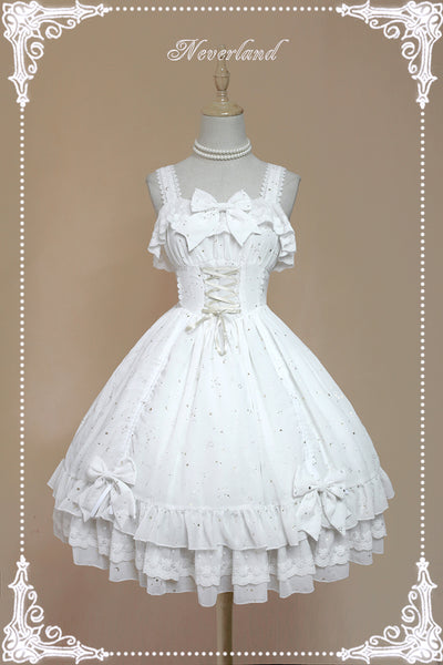 Sweet Twinkling Star Series Lolita JSK Dress by Soufflesong Navy Blue Black White Party Dress Vestidos