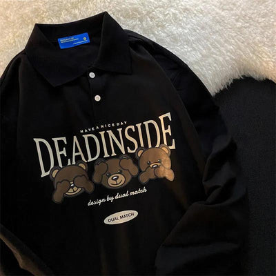 Vintage POLO Collar Letters Print Big Style Sweatshirt Women for Teen Girls Harajuku New Spring Korean Kawaii Clothes Pullovers