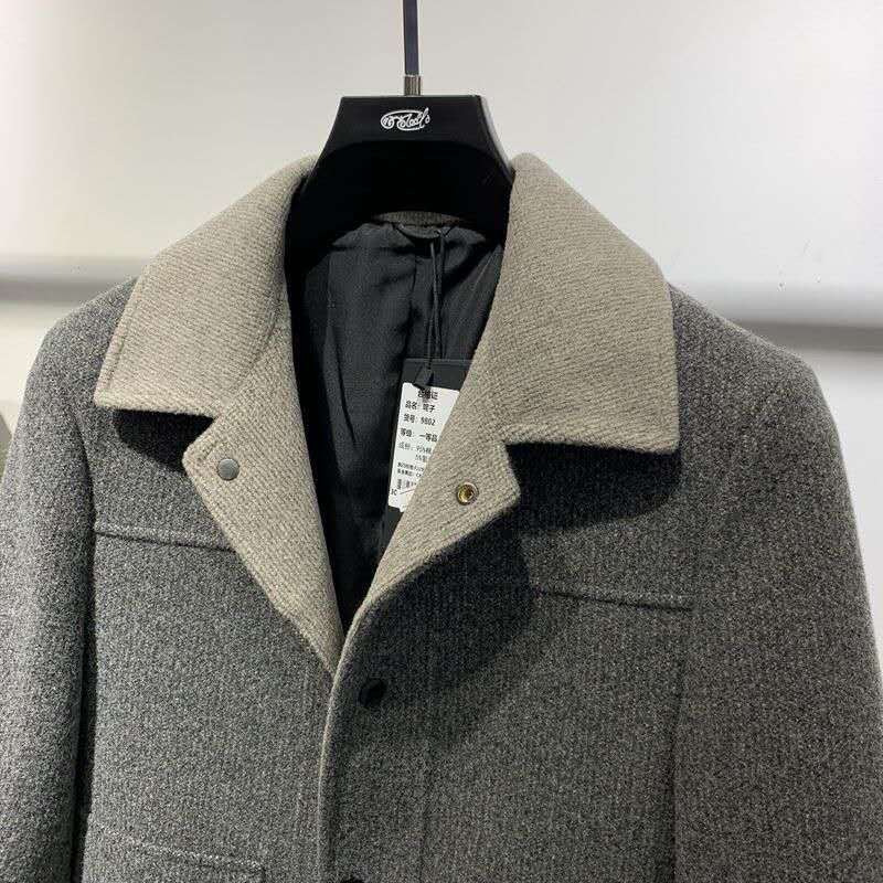 2021 Autumn Winter Men Turn-down Collar Coats Woolen Solid Long Sleeve Jackets Men Overcoats Streetwear Fashion Outerwear B409