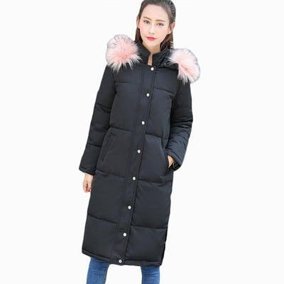 2017 NEW HOT WOMEN WINTER JACKER MID-LENGTH LARGE FUR COLLAR THICKEN WARM FEMALE PARKAS PADDEDE COTTON COAT HIGH QUALITY ZL658