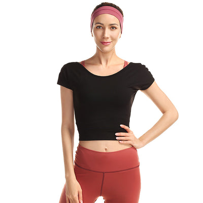 2021 Spring Summer New Yoga Clothes Women&#39;s Beautiful Back Running Fitness Clothes Running Sports Short-sleeved Tops Yoga Shirts