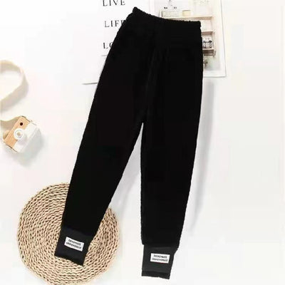 Chenille trousers with fleece new fall/winter loose slimming with fleece thickened ladies casual pants