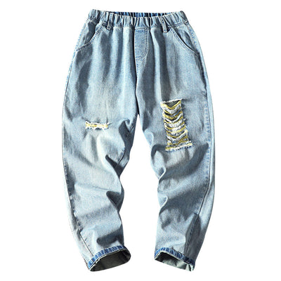 ZhuZunZhe 2021 spring Autumn men pants knee hole beggar student Monkey Wash teenagers streetwear jeans men&#39;s trousers