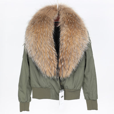 Maomaokong2021 new Increase the natural raccoon fur collar Women's winter coats and jackets