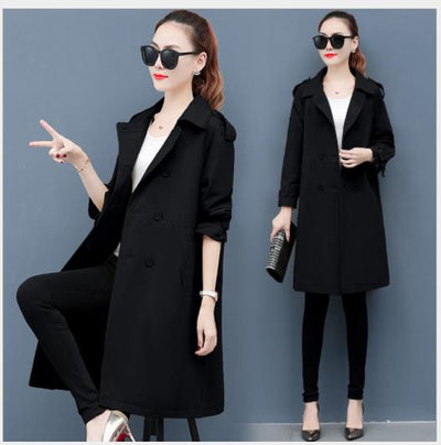 Fashion Women Trench Coat Autumn Spring 2021 Medium-Long Coat Female Button Plus Size 4xl Slim Thin Winbreak Overcoat Mujer H287