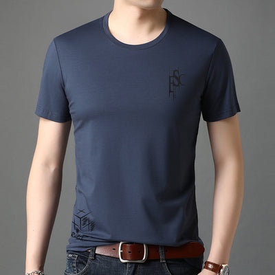 Men&#39;s T-shirt Short-sleeved Thin Summer Round Neck Print Korean Fashion Trendy Letter Design Cotton T-shirt Top Graphic T Shirts