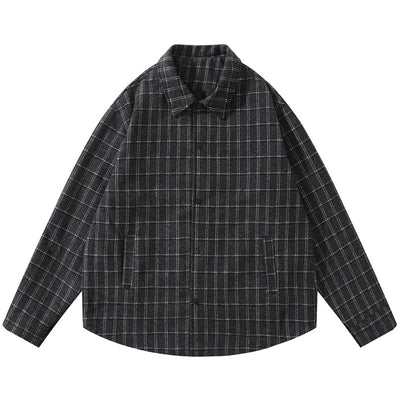 Oversize Hawaii Plaid Printed Long Sleeve Shirts Unisex Streetwear Casual Chic Check Tops Turn-Down Collar Autumn Shirts For Men