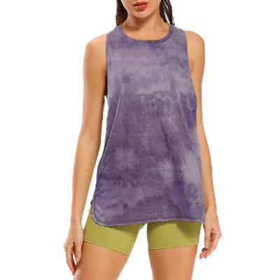 Tie Dye Racerback Loose Tank Activewear Running Workouts Clothes Yoga Tank Tops Stretch Blouse Gym Tank Sleeveless Shirts