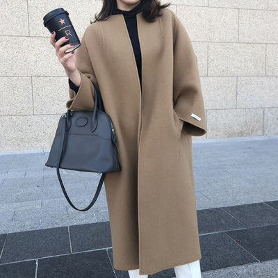 Women's 2021 Autumn/winter New Coat Temperament Commuter Solid Color Korean Style Straight Loose Windbreaker Jacket