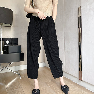 Miyake pleated slim casual pants women's 2022 autumn and winter new thickened fabrics Thongle all-match pencil pants Harlan