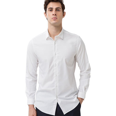 CHCH New Solid Color Men&#39;s Shirts Bamboo Polyester Soft Breathable Sweat-absorbent Casual High Quality Long Sleeve Men&#39;s Shirts