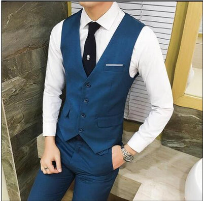 6XL Men&#39;s Suit Pants and Vest Two-piece Set Red Black Purple Gray Blue Trousers and Vests