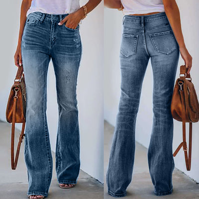 Jeans Pants for Women Stretch Sailor Pants for Women Jeans Fashion Women Slightl Hig Waist Pocket Boot Jeans for Women