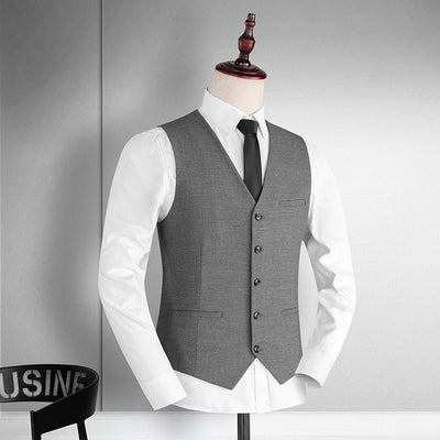Men's Vest New Slim Korean Youth Work Clothes Business Suit Vest Men's Wedding Groomsmen Wear Men's Single-breasted Suit Vest