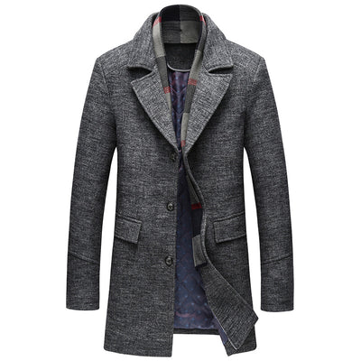 2021 Long Jackets &amp; Coats Single Breasted Casual Mens Fashion Men Thicken Woolen Long Overcoat High Quality Slim Coat