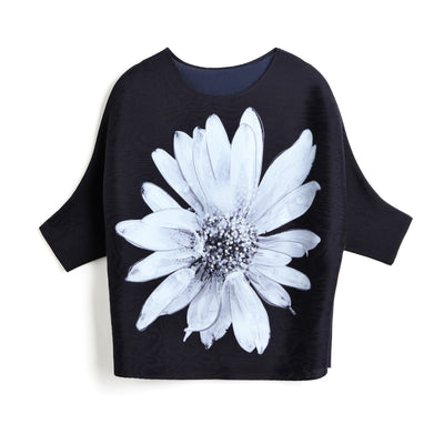 Fashion Loose Doll Sleeve Miyake T-Shirt Women's Summer Print Beaded Temperament Pleated Top
