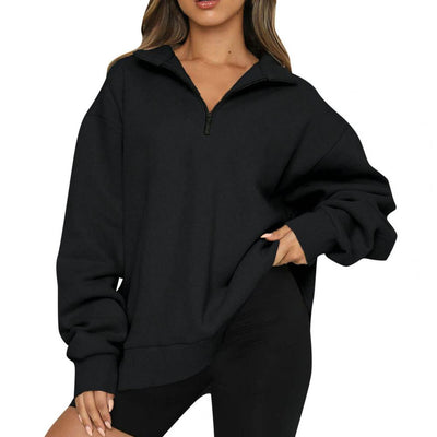 Warm Breathable Windproof Autumn Winter Women Half Zipper Lapel Oversized Sweatshirt Coat Women Sweatshirt for Outdoor