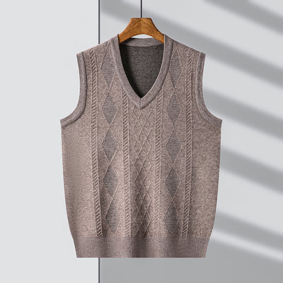 Autumn Middle-Aged Men's Vest Casual V-neck Sweater Vest Dad Wear Thin Vest Man