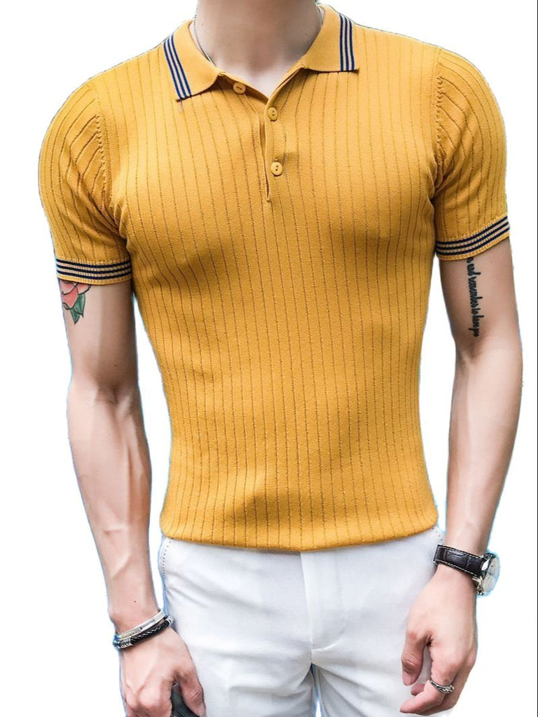 High Quality Knitted Polo Shirt Men Fashion New Summer Short Sleeve Men Polo Shirt Turn Down Collar Slim Fit Polo Homme