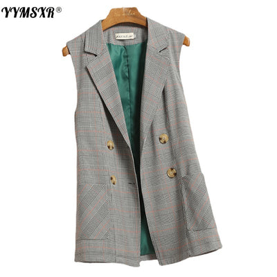 High-quality Women&#39;s Office Women&#39;s Plaid Suit Vest Spring and Summer 2022 New Loose Wild Retro Jacket Blazer Fashion