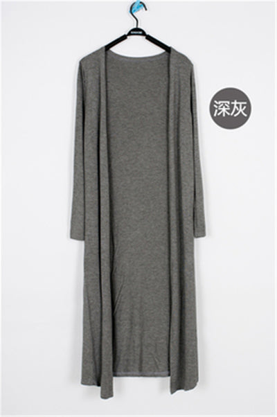 Korean Women Modal Long Cardigan Ladies Solid Color Shawl Female Cotton Sweater Cardigans Long Sleeve Women Casual Thin Coats