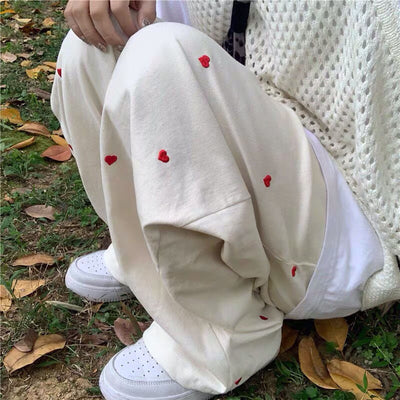 Women Korean Style Sports Pants Fashion Summer Cute Wide Leg Pants All-match Trousers for Female Harajuku Sweatpants Black White