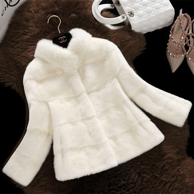 Lady's fur coat Winter new style imitation mink coat women's stand collar stripe warm thin tailor-made women Faux fur coat