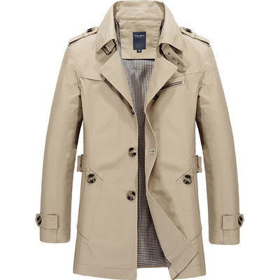 Brand New Men Trench Coats Autumn Fashion Men's Medium Long Section Trench Male Casual Solid Windbreaker Jacket 5XL Y891