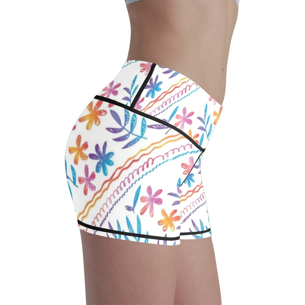 Casual Flower Digital 3D Printing Ladies Leggings High Waist Seamless Tight Yoga Shorts Women Fitness Shorts Base Tight Pants