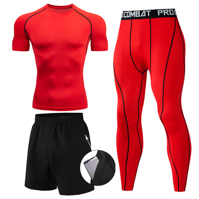 Men&#39;s Sports Running Suit Male Quick drying Sportswear Compression Clothes Fitness Training kit Thermal Underwear leggings