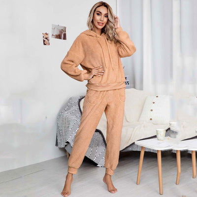 Women Lounge Wear Set Winter Loungewear Two Piece Set Autumn Warm Lounge Set Women Thicken Two Piece Outfits For Women