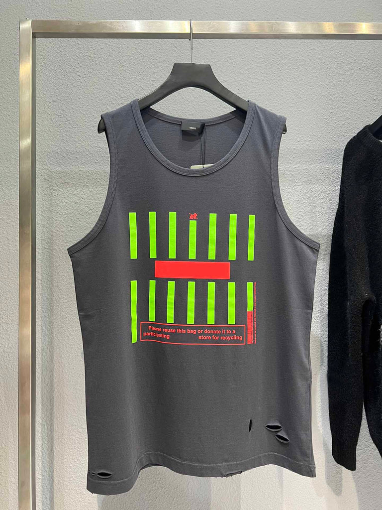 2022ss Luxury Logo Printed Striped Women Men Vest Tops tees Hiphop Oversized Men Summer Vest Cotton T shirt
