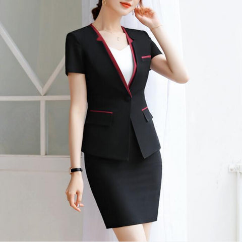 Skirt Suits Office Lady Wear Work Formal Business Elegant Designer Blazer Mini Dress Women 2 Piece Set Uniform Female Plus Size