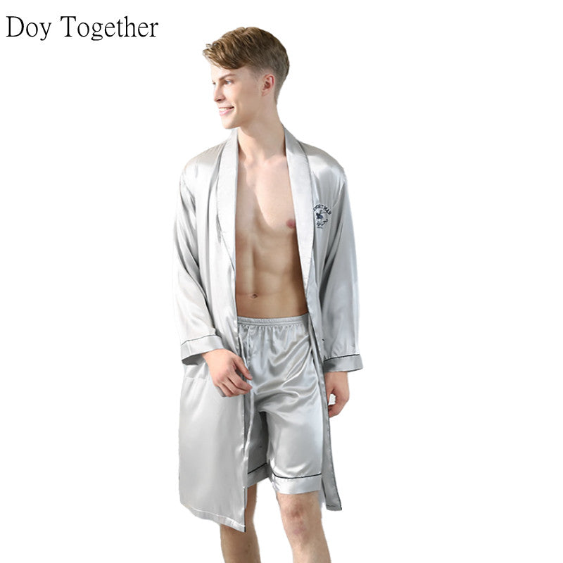 Yao d. ice silk silk pajamas women summer men&#39;s robe household to take two dresses wholesale TZ658 / WP893