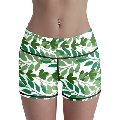 Green Leaf Digital Printing Sports Tight Fitness High Waist Seamless Hip-lifting Casual Yoga Shorts Women Leggings Tight Pants
