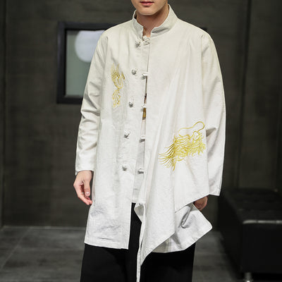 2022 Autumn Chinese Style Men&#39;s Clothing Cotton Cotton Linen Embroidery Vintage Men&#39;s Tops Coat Tang Suit Traditional Hanfu