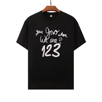 Fashion Brand 2022 Greedy Snake Letter Print Short-Sleeve High Street round Neck Washed T-shirt for Men and Women